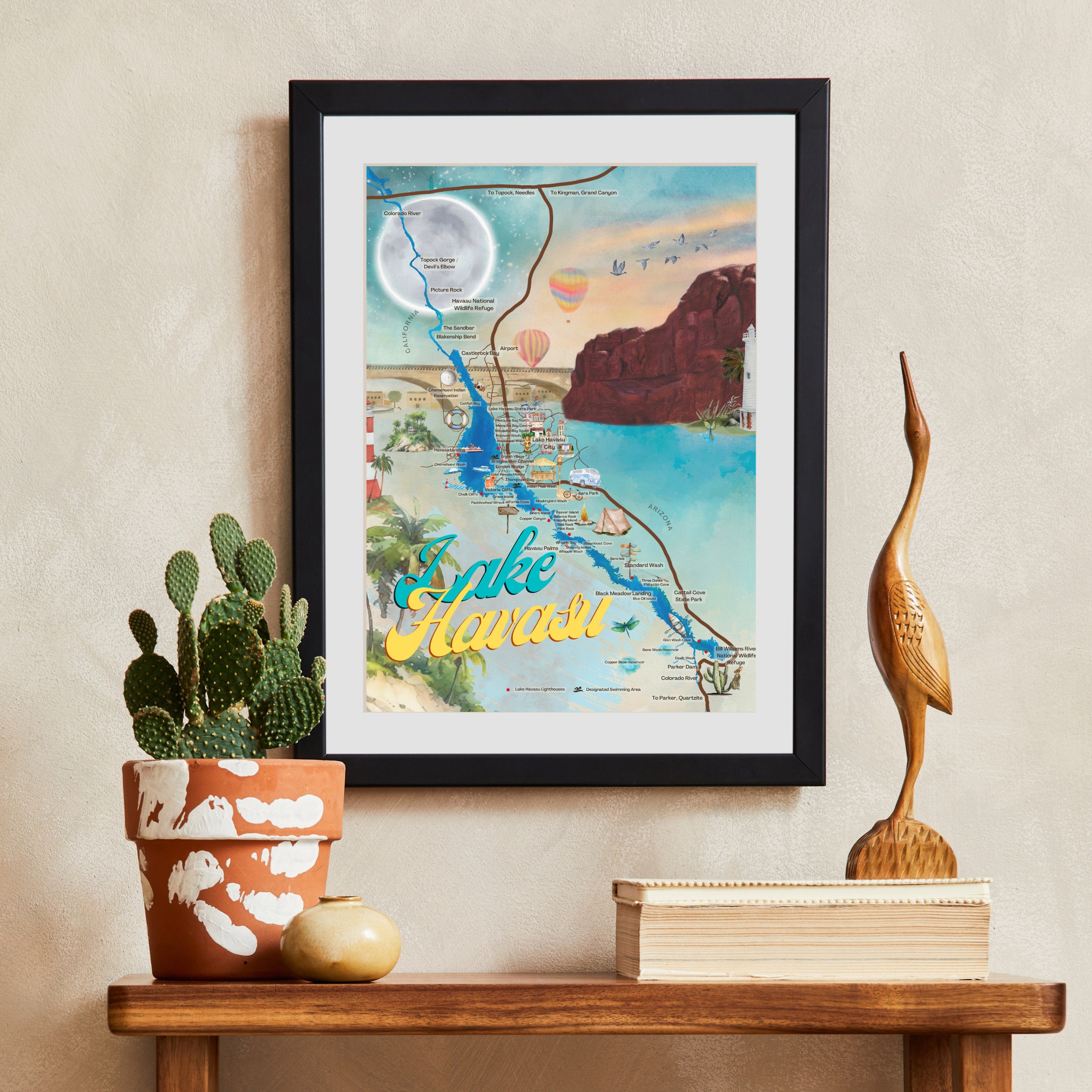 Lake Havasu Watercolor Map Poster, Havasu Wall Art Print, Art for