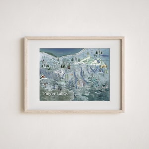 Finger Lakes NY Watercolor Map - Detailed Landscape Art - Premium Glossy Poster - Airbnb Guide - Seneca Drums - Wildlife - Various Sizes