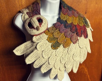 MADE TO ORDER Crochet, Owl Scarf, Shawl - Handmade