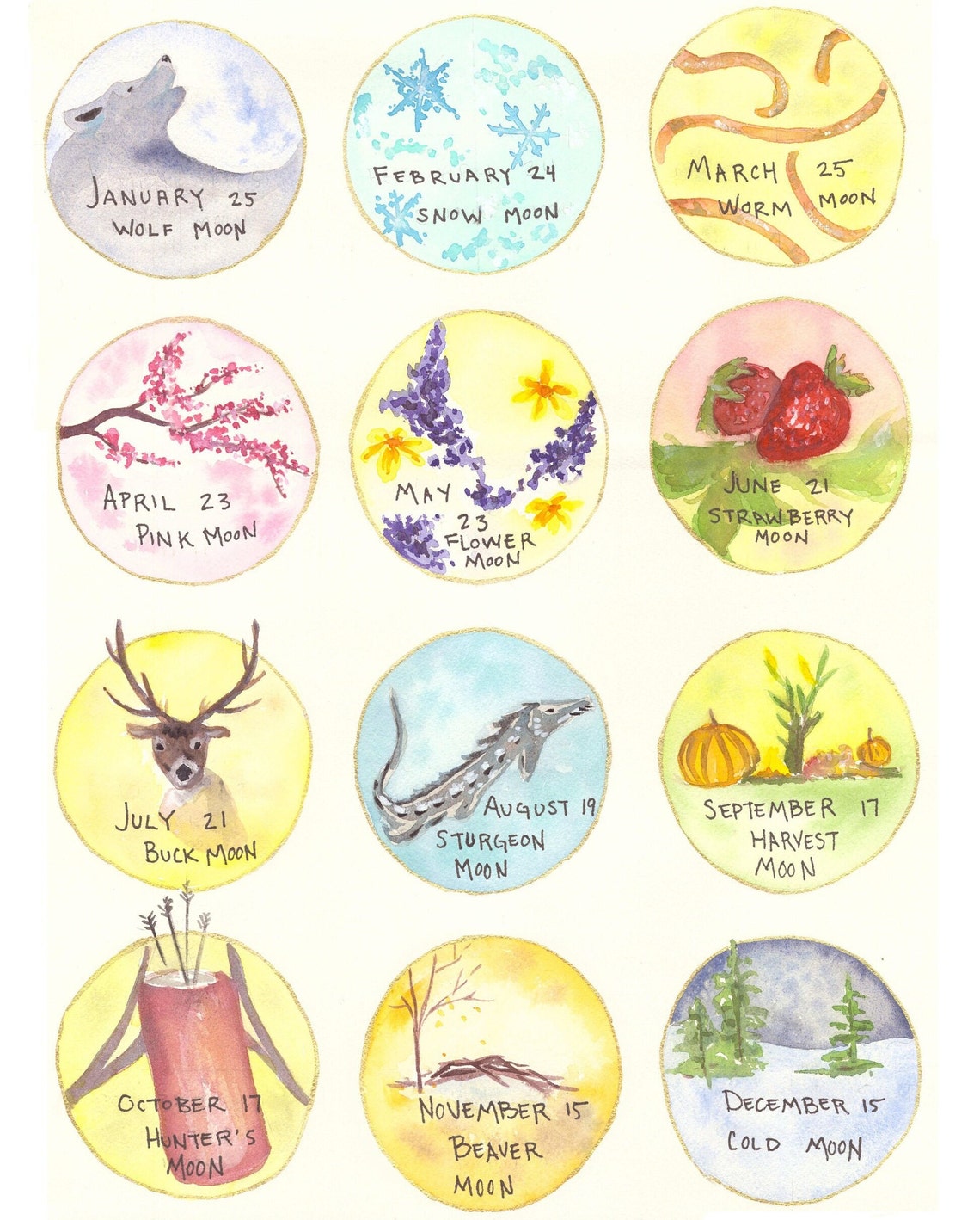 2024 Moon Calendar 8x10 Etsy