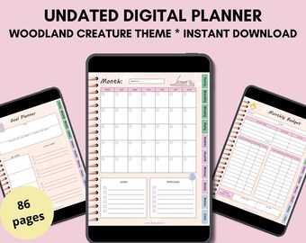 Undated digital planner for iPad or Android Instant download Good notes planner One note planner Simple planner