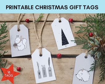 Printable Christmas Gift Tags Print at home Christmas gift tags DIY Holiday gift tags Minimalist Christmas Gift Tags.
