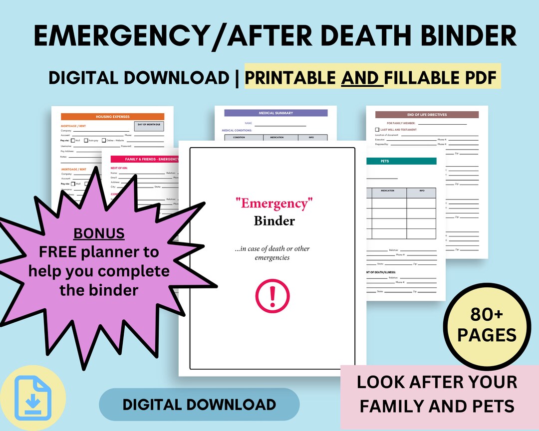 Editable Emergency Binder. After Death Binder. what If Etsy