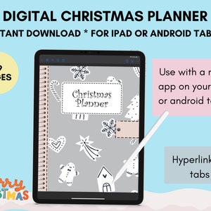 Digital Christmas planner for your iPad or Android  Goodnotes planner Christmas list Christmas card list Christmas planner