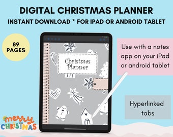 Digital Christmas planner for your iPad or Android  Goodnotes planner Christmas list Christmas card list Christmas planner