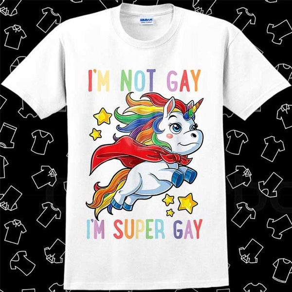 LGBTQ Unicorn Super Gay Pride LGBT Ally Rainbow Flag T Shirt Meme Gift Funny Vintage Unisex Gamer Movie Music Top Mens Womens Adult Tee R706