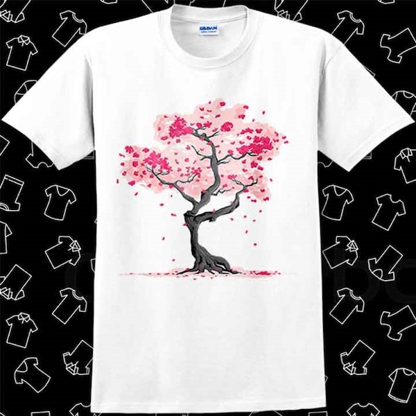 Japonés Sakura Tree Cherry Blossom T Shirt Meme Gift Funny Vintage Style Unisex Gamer Cult Movie Music Top Adult Tee R812