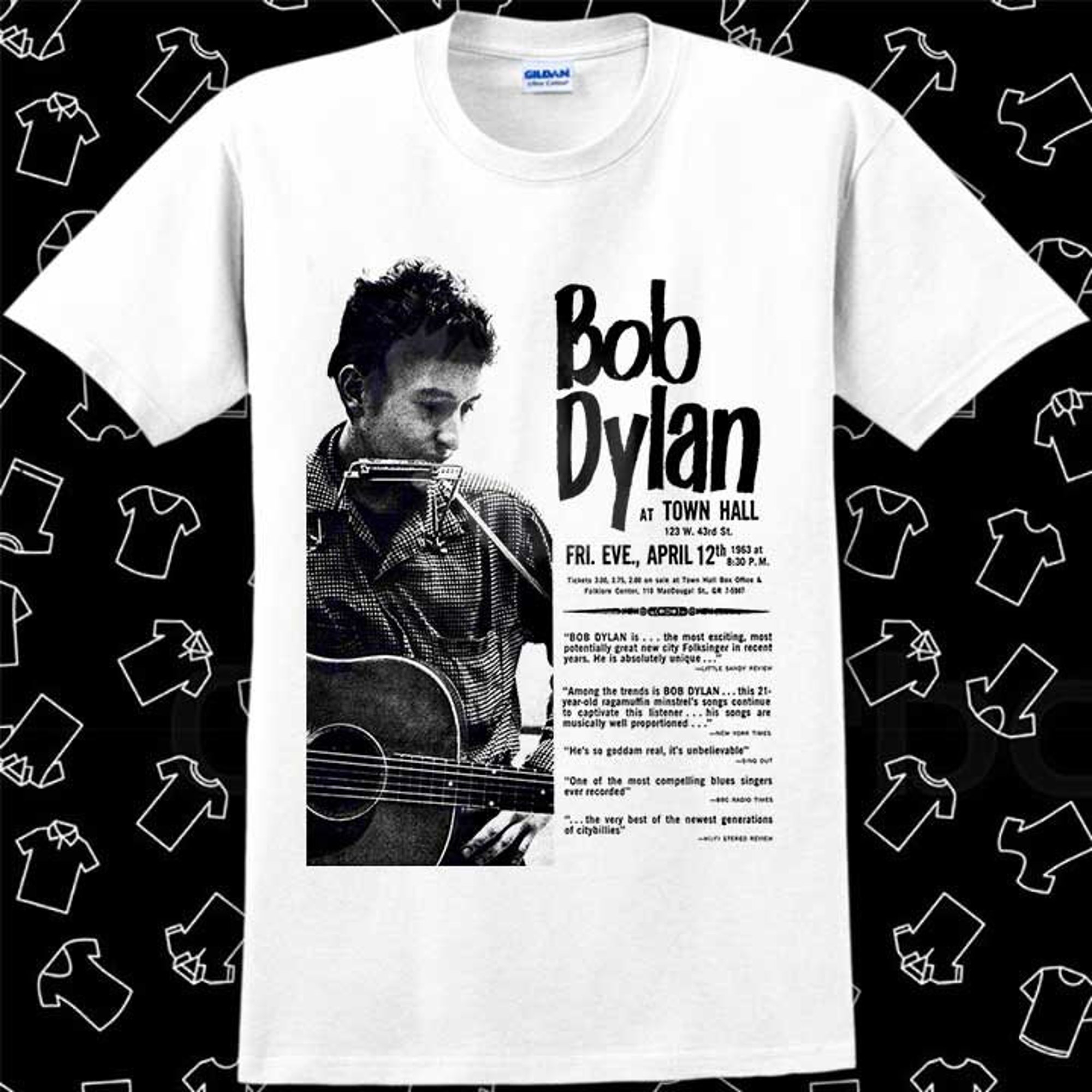 Discover Bob Dylan 1963 Town Hall Concert Poster Meme Vintage Music T Shirt