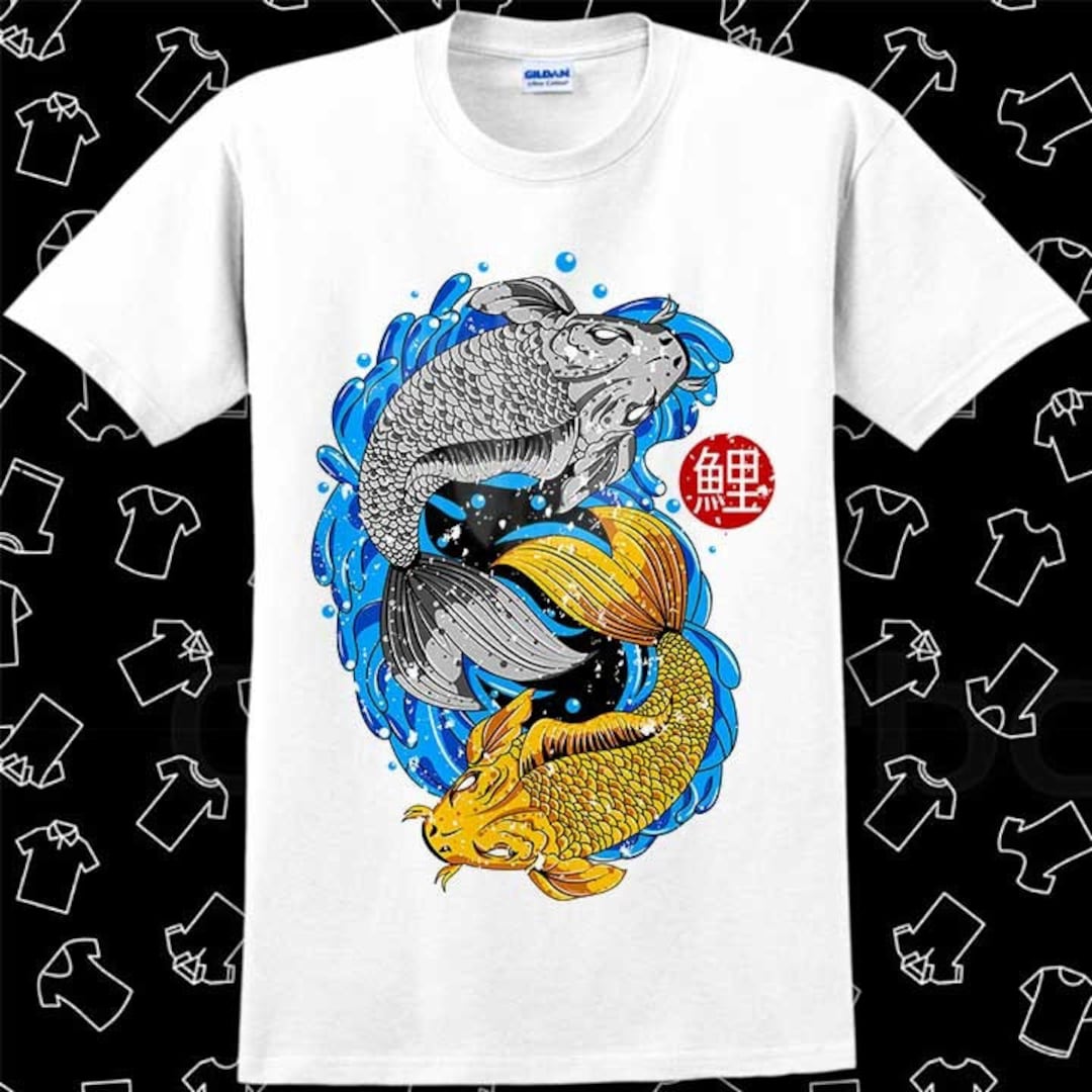 Koi Fish Ying Yang Japanese Art T Shirt Meme Gift Funny picture photo