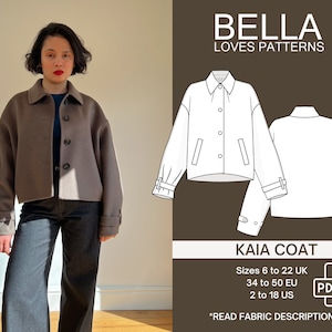 Abrigo KAIA DOUBLE face - Patrón de costura en PDF - Leer descripción - Tallas 6 - 22 UK Patrón multitalla - Solo en inglés