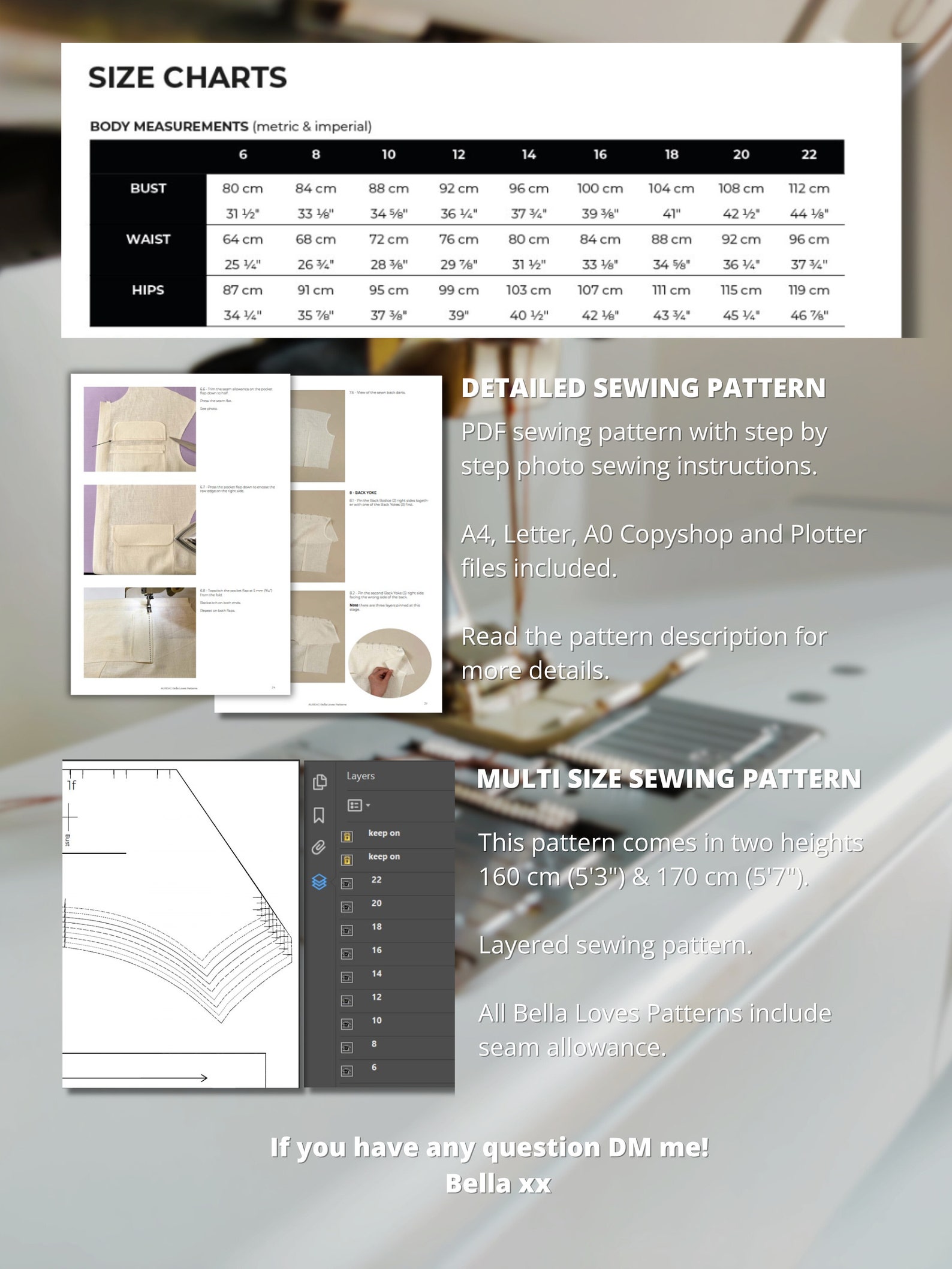 BILLY TROUSERS - Pdf Sewing Pattern - Sizes 6 -22 UK Multi Size Pattern ...
