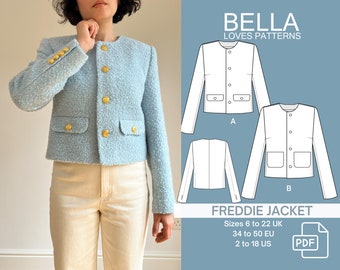 FREDDIE JACKET - Pdf sewing pattern - Tweed jacket - sizes 6 -22 UK Multi size pattern - English only