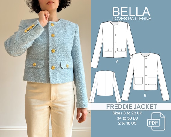 FREDDIE JACKET - Pdf Sewing Pattern - Tweed Jacket - Sizes 6