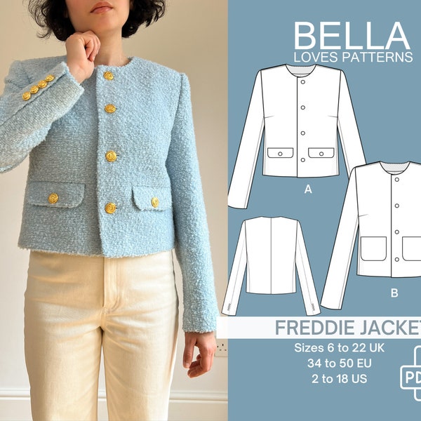 FREDDIE JACKET - Pdf Schnittmuster - Tweed Jacke - Größen 6 - 22 UK Multi size Schnittmuster - nur auf Englisch