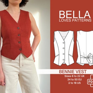 BENNIE VEST - Pdf Schnittmuster - Gr. 6-22 UK Multisize-Schnittmuster - nur Englisch