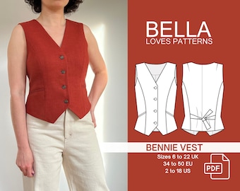 BENNIE VEST - Pdf sewing pattern - sizes 6 -22 UK Multi size pattern - English only