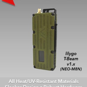 May include: A green and black electronic device with the text "lilygo T-Beam v1.x (NEO-M8N)" and the text "NEW UPDATE! Generation 2 Laser-Engraved Cases for Meshtastic TM"  All Heat/UV-Resistant Materials Sleeker Design. Robust Hardware GPS Support. +more! QuantumShadow3D QS3D"