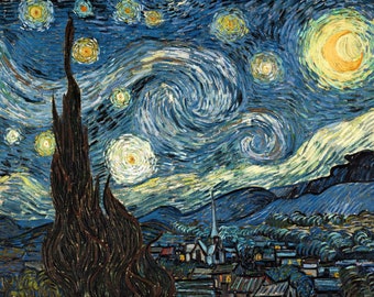 Sternennacht von Vincent Van Gogh (Stretch Canvas, Poster und Gerahmte Poster) Drucke.