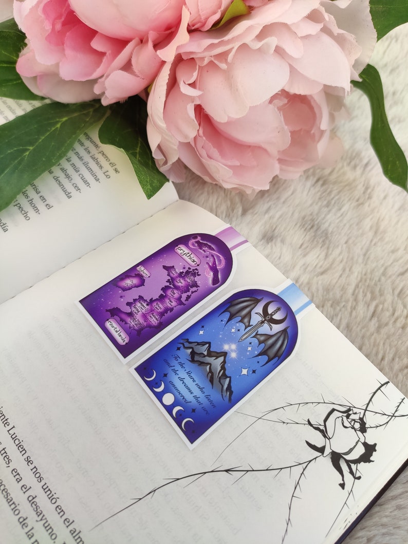 Marcapáginas magnéticos / magnetic bookmarks magical books acotar, rhysand, feyre, acotar map imagen 1