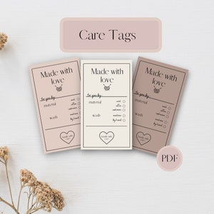 Printable Care Tag, Custom Kraft Tag, Knitting Tags Personalized, printable tags, fibre content, care label, crochet care tags