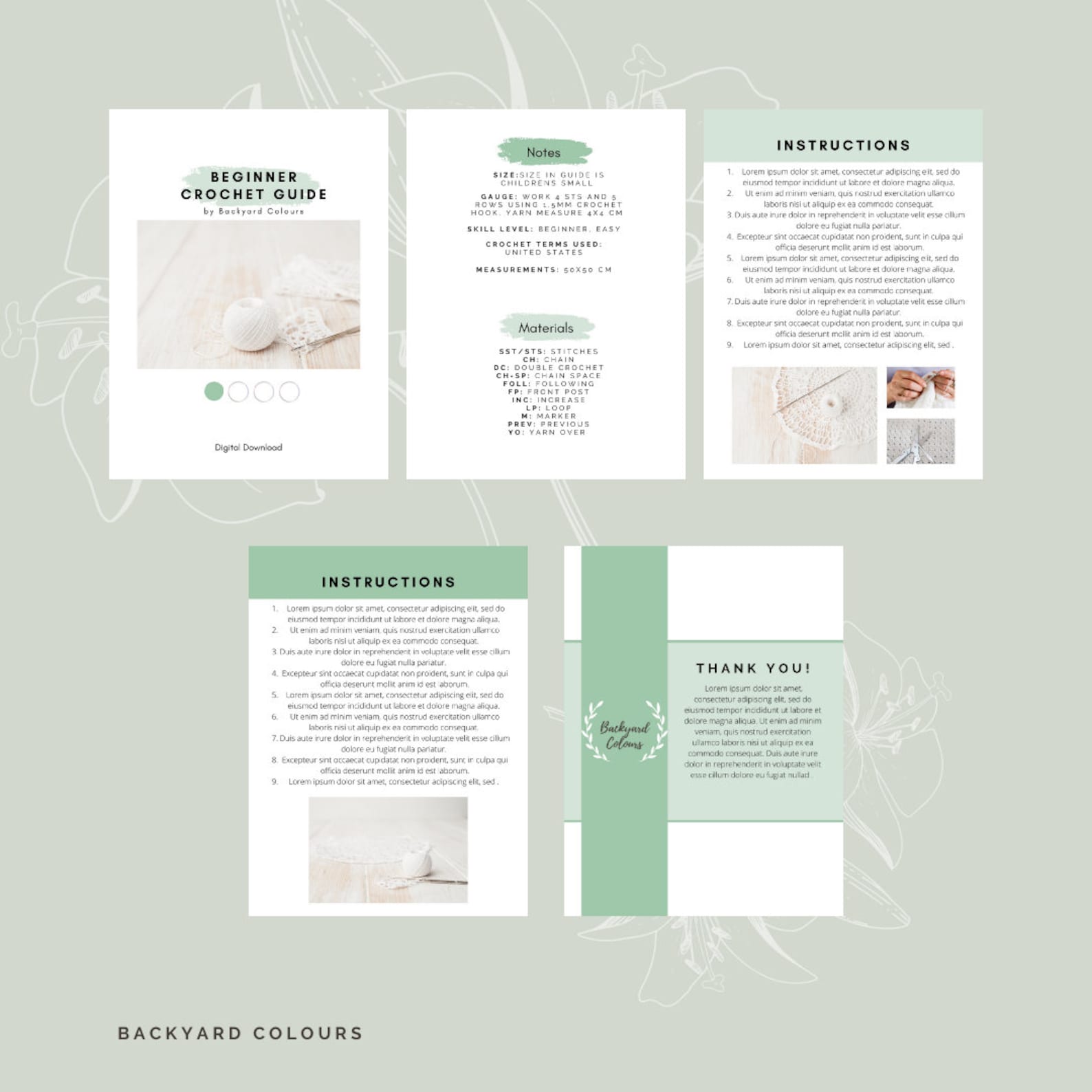 Sage Template, Crochet Pattern Template, Knit Pattern Template, Macrame ...
