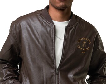 Leather Bomber Jacket (Brown)