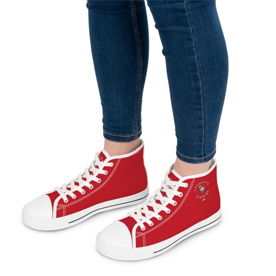 High top womens shoes red white 2025