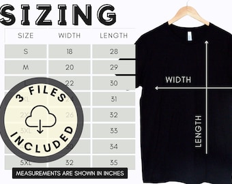 Grijze esthetische Bella Canvas maattabel Mockup Heavy Blend TShirt dimensionering Bella Canvas 3001 Mock up ontwerpsjabloon maten S, M, L, XL-5XL