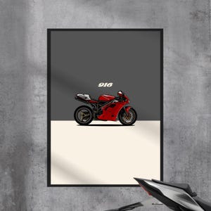 Ducati 916 Motorcycle Art Print, Custom Satin Poster, Home Decor, Gift for Bikers, Wall Art, Motorcycle Lovers