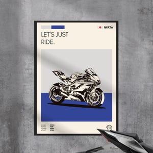 Yamaha R6 Motorcycle Art Print, Custom Satin Poster, Home Decor, Gift for Bikers, Wall Art, Motorcycle Lovers