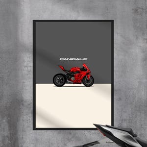 Impressão artística para motocicleta Ducati Panigale V4S: acabamento acetinado, presente para motociclistas