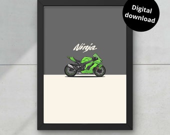 Kawasaki ZX-7R K1 24 X 36 Inch (2ft X 3ft) Art Print Signed by