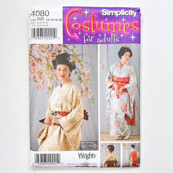 Simplicity 4080 Women's Japanese Geisha Kimono Costume | Sizes 14, 16, 18, 20 | Halloween, Cosplay Sewing Pattern, Uncut FF