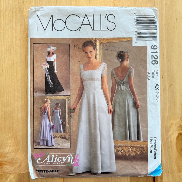 McCall's 9126 Vintage Women's Wedding or Bridesmaid Dress | Sizes 4, 6, 8 | 1990's Sewing Pattern, Uncut Formal Wear
