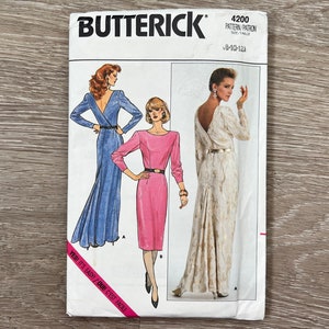 Butterick 4200 Vintage Women&#39;s Fitted Evening Dress  | Sizes 8, 10, 12 | 1980&#39;s Sewing Pattern, Uncut