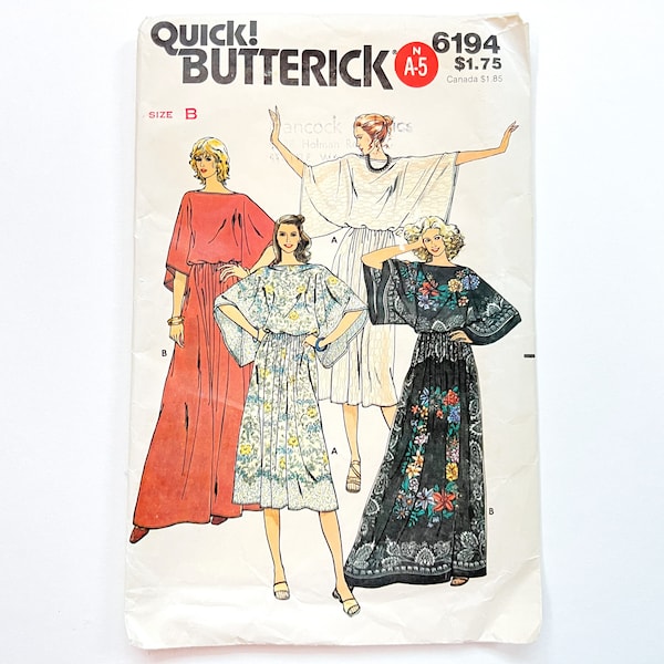 Butterick 6194 Vintage Women's Loose Fitting Top & Flared Skirt | Sizes S, M, L | 1980's Sewing Pattern, Uncut