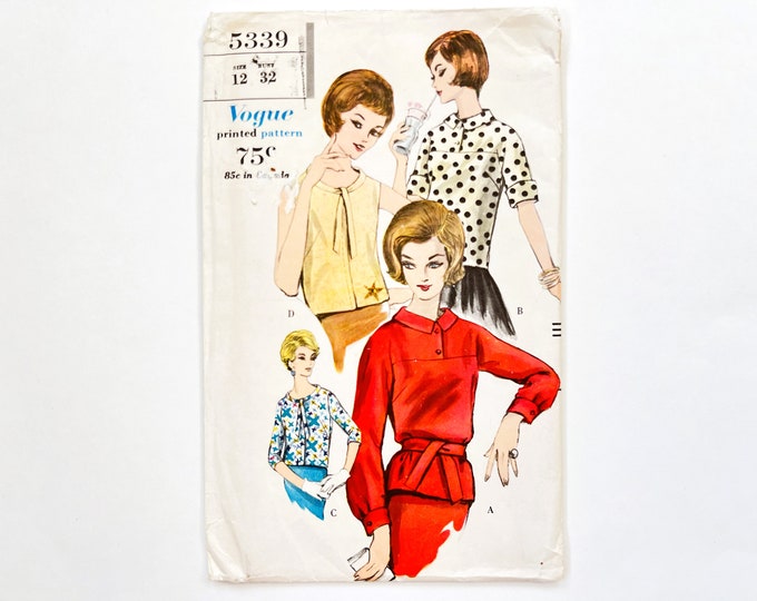 1960s Vogue 5339 Vintage Sewing Pattern Misses Blouse, Overblouse Size ...