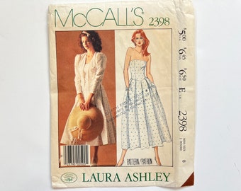 McCall's 2398 Vintage Laura Ashley Women's Jacket & Dress | Size 8 | 1980's Sewing Pattern, Uncut