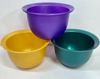 Vintage Tupperware Impressions Blue Bowl W Lid 3095, Tupperware