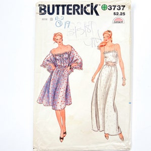 Butterick 3737 ヴィンテージ レディース ノースリーブ ドレス、ベルト、ショール | サイズ 12 と 14 | 1980 年代の縫製パターン