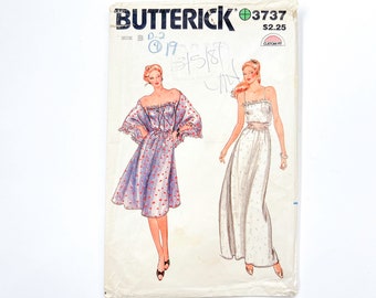 Butterick 3737 Vintage Women's Sleeveless Dress, Belt & Shawl | Sizes 12 and 14 | 1980's Sewing Pattern
