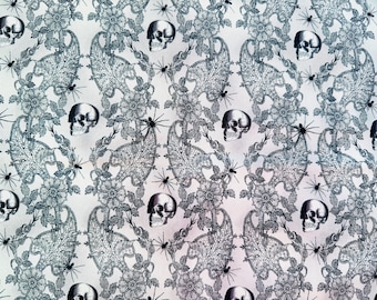 Deadstock Halloween Floral Skulls & Spiders Quilting Cotton | 42” Wide | JoAnn’s Fabric, By the Half Yard