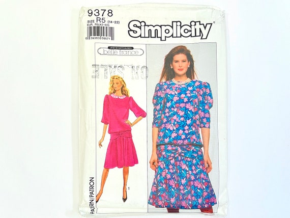 Buy Simplicity 9378 Vintage Women's Drop Waist Dress | Sizes 14, 16, 18,  20, 22 | 1980's Belle France Sewing Pattern, Uncut FF Online in India - Etsy