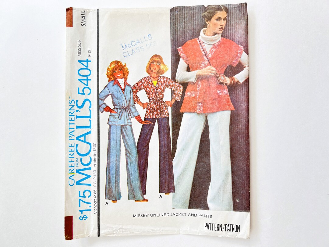 Mccall's 5404 Vintage Women's Jacket & Pants | Size Small, 10, 12 ...