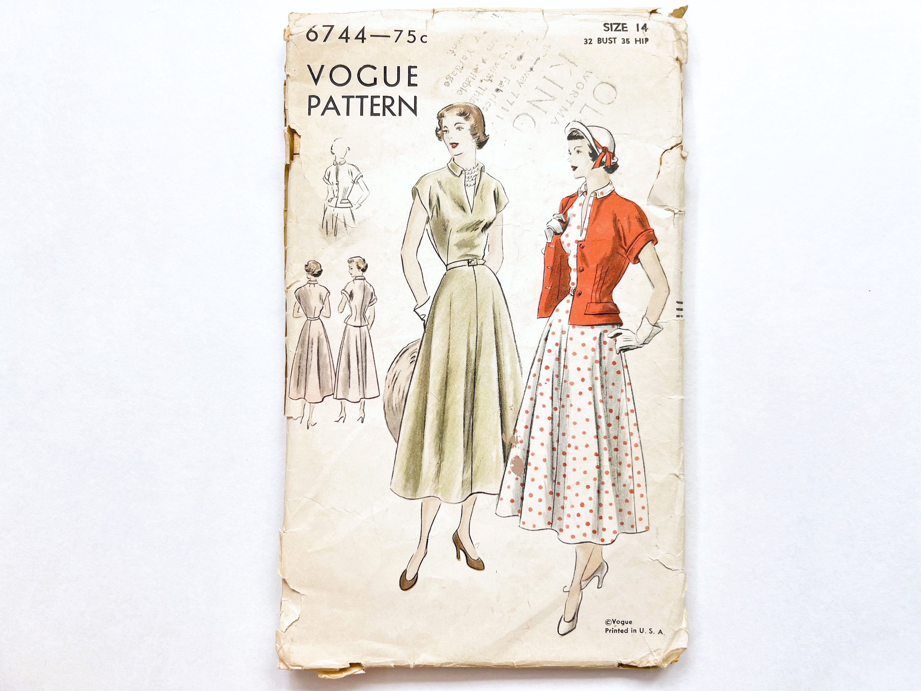 Vogue 6744 Vintage Women's One Piece Dress & Jacket | Size 14