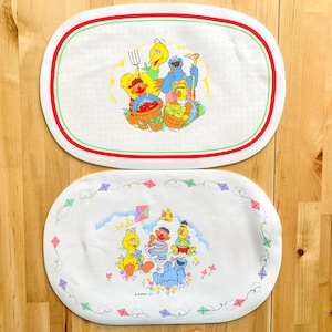 Vintage 1970s Muppets Vinyl Placemats | Set of 2 | Sesame Street | Big Bird, Cookie Monster, Bert & Ernie