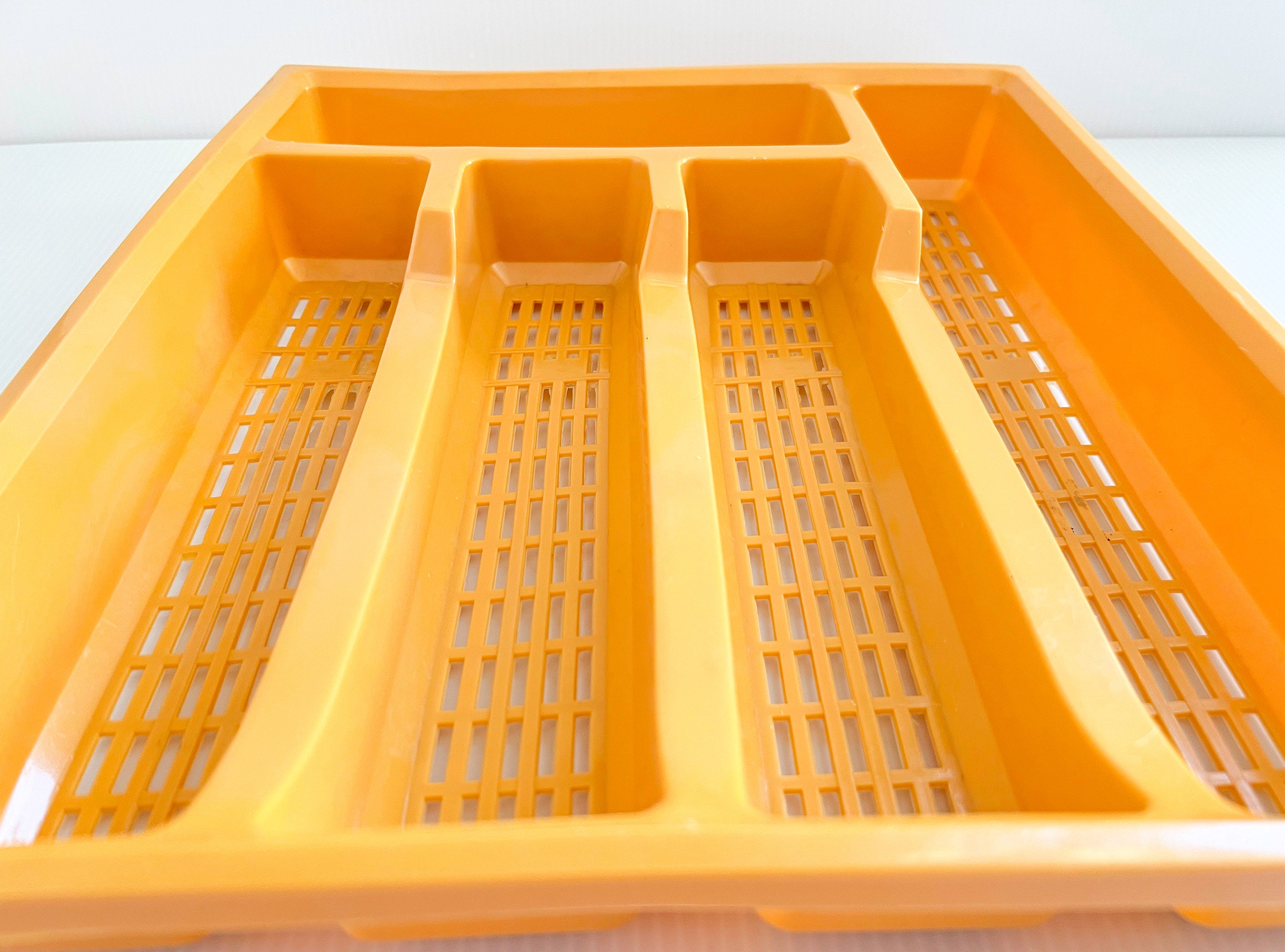 Vintage Harvest Gold Plastic Mesh Silverware Tray 1970s Etsy