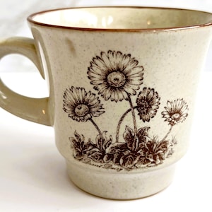 Vintage Noritake Desert Flowers Brown Stoneware Coffee or Tea Mug | Retro Floral Drinkware