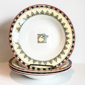 Tigelas de sopa com borda grande vintage Mikasa Ultima+ Costa do Marfim | Conjunto de 4 | Inauguração de casa, presente de casamento | Louça segura para forno