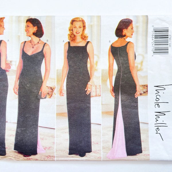 Butterick 4780 Vintage Women's Petite Evening Dress | Sizes 14, 16, 18 | 2000s Nicole Miller Sewing Pattern, Uncut